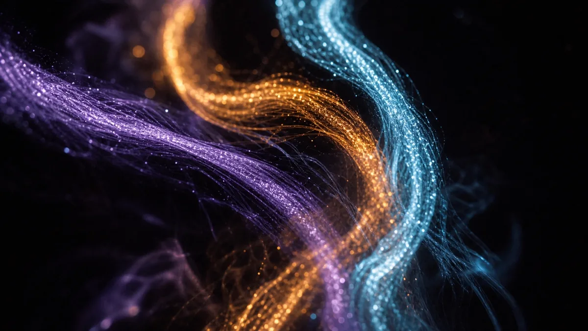 Trois flux de lumière tressés