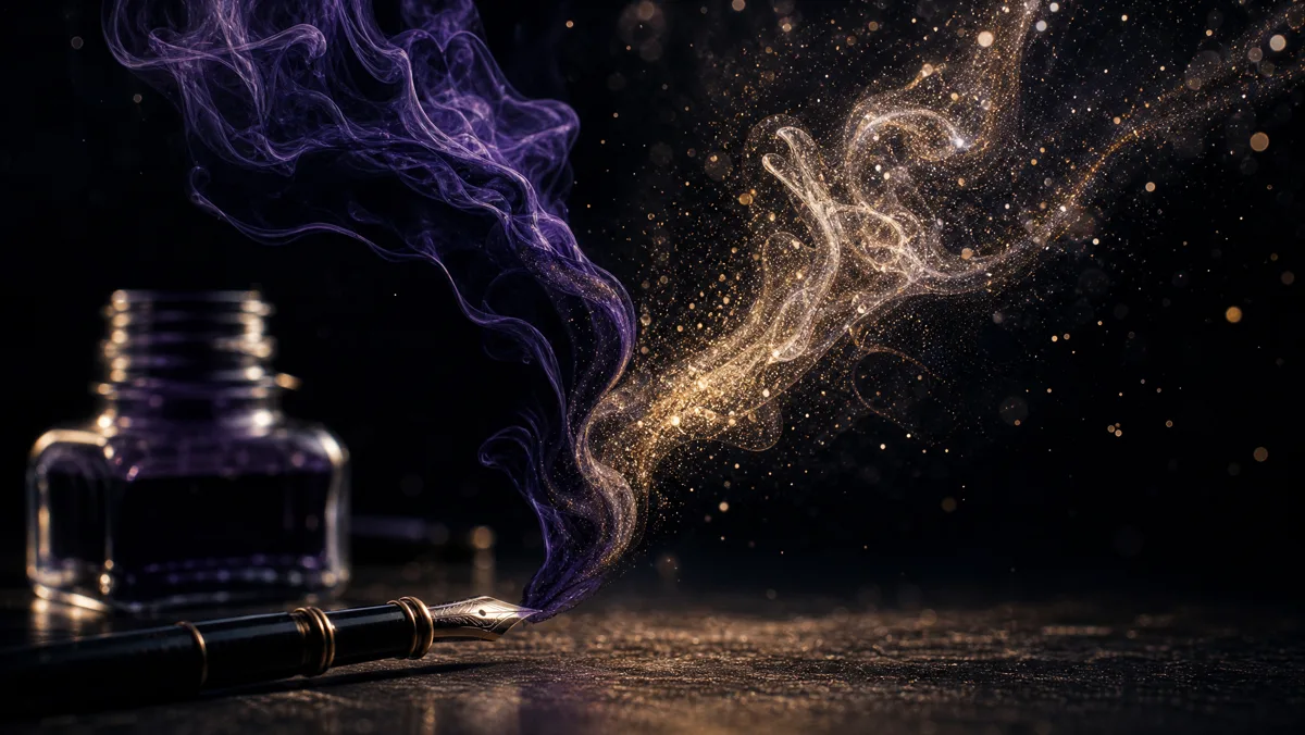L'encre et la lumière échangent au-dessus du bureau