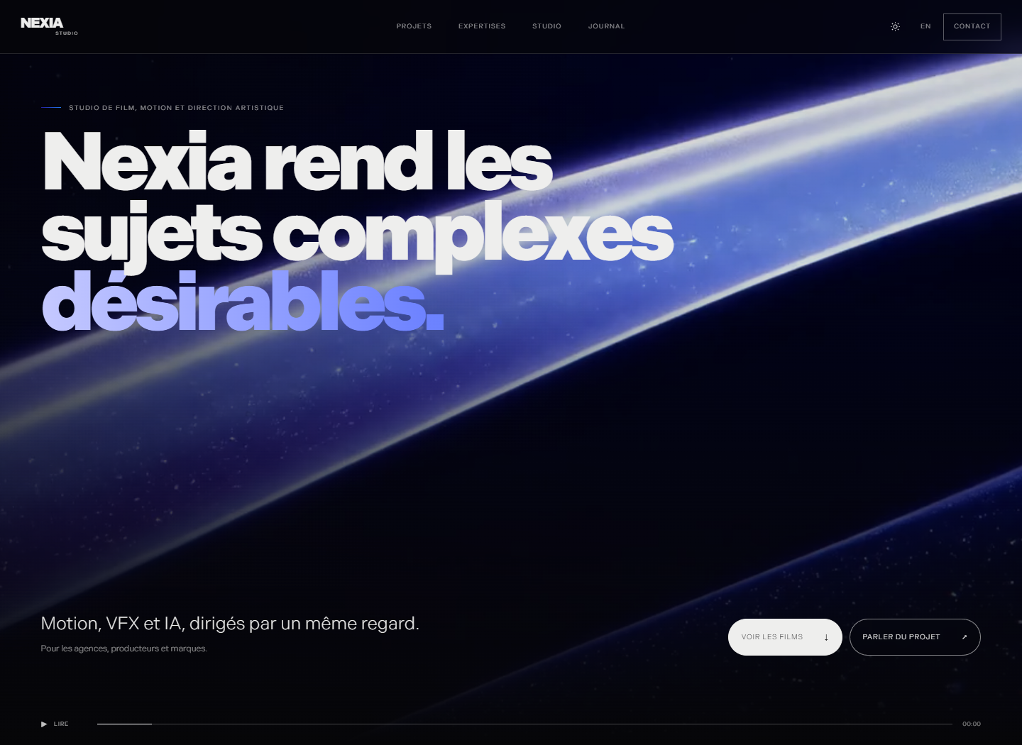 Interface du site Nexia Studio en cours de conception